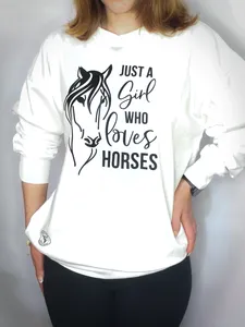 Mikina JUST A GIRL WHO LOVES HORSES  bílá 