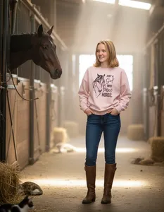 Mikina JUST A GIRL WHO LOVES HORSES  růžová  